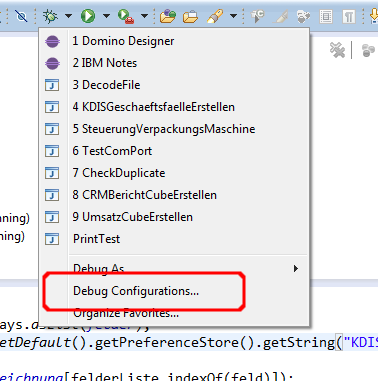 Change Debug Configurations in Eclipse